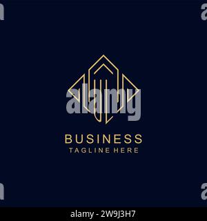 Logo initial UL monogramme avec graphique vectoriel de conception de style de ligne de losange Illustration de Vecteur