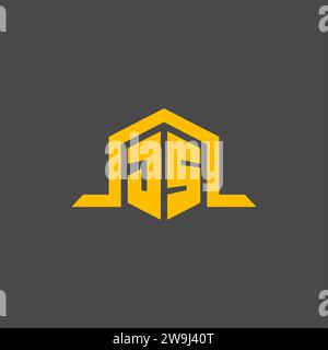 Logo initial de monogramme de JS avec des idées de conception de style hexagonal Illustration de Vecteur