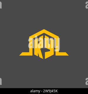 Logo initial de monogramme de KY avec des idées de conception de style hexagonal Illustration de Vecteur