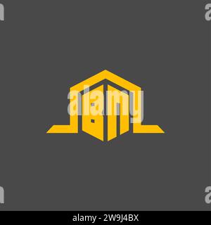 Logo initial de monogramme BN avec des idées de conception de style hexagonal Illustration de Vecteur