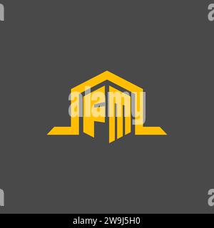 FM monogramme logo initial avec des idées de conception de style hexagonal Illustration de Vecteur