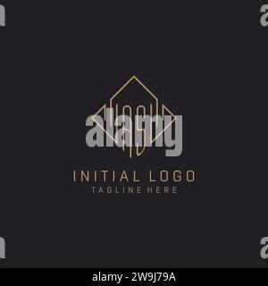 Monogramme COMME avec le style de logo de ligne de losange, graphique vectoriel d'idées de conception de logo élégant de luxe Illustration de Vecteur