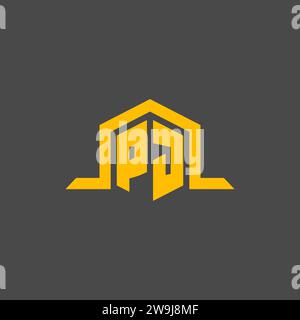 Logo initial de monogramme de PJ avec des idées de conception de style hexagonal Illustration de Vecteur