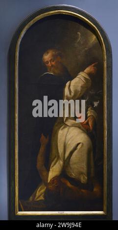 Roland de Crémone (vers 1178-1259). Frère dominicain. Portrait du bienheureux Rolando da Cremona par Giuseppe Nuvolone (1619-1703), entre 1650 et 1699. Huile sur toile, 240 x 102 cm. De l'église de San Domenico, Crémone. Museo Civico Ala Ponzone. Cremona. Lombardie. Italie. Banque D'Images