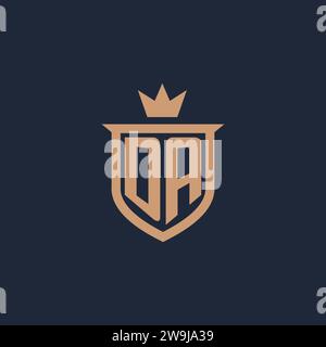 Logo initial DA monogramme avec des idées de conception de style bouclier et couronne Illustration de Vecteur