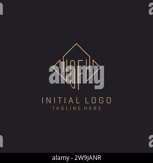 Monogramme DE avec le style de logo de ligne de losange, graphique vectoriel d'idées de conception de logo élégant de luxe Illustration de Vecteur