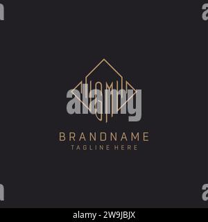 Monogramme GM avec style de logo de ligne de losange, graphique vectoriel d'idées de conception de logo élégant de luxe Illustration de Vecteur