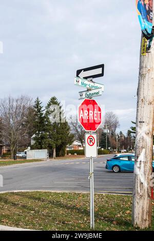 Panneau de rue du chemin Duhamel à Pincourt, Québec, Canada Banque D'Images