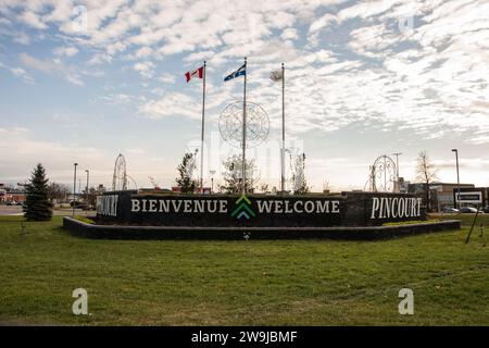 Bienvenue au panneau de la ville de Pincourt sur le boulevard Cardinal-léger à Québec, Canada Banque D'Images