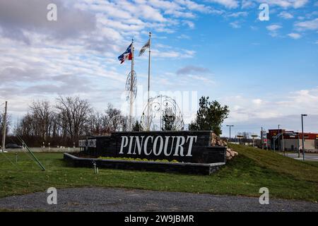 Bienvenue au panneau de la ville de Pincourt sur le boulevard Cardinal-léger à Québec, Canada Banque D'Images