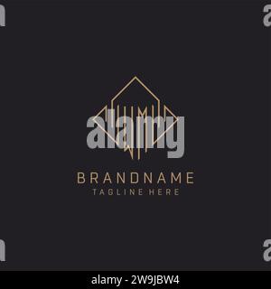 Monogramme WM avec style de logo de ligne de losange, graphique vectoriel d'idées de conception de logo élégant de luxe Illustration de Vecteur