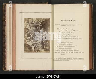 Production photographique d'une peinture, représentant le culte des bergers, anonyme, c. 1865 - c. 1870 photographie support photographique impression albumen adoration du Christ-enfant par les bergers ; Marie et Joseph présents Banque D'Images