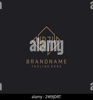 Monogramme PZ avec style de logo de ligne de losange, graphique vectoriel d'idées de conception de logo élégant de luxe Illustration de Vecteur