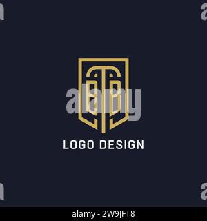 Style de luxe initial de logo de bouclier BB, graphique vectoriel de conception de logo de société créative Illustration de Vecteur