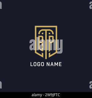 Style de luxe initial de logo de bouclier BP, graphique vectoriel de conception de logo de société créative Illustration de Vecteur