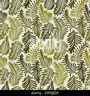 Motif sans couture stylisé de feuilles de fougère, modèle vectoriel Banque D'Images