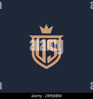 Logo initial du monogramme AMÉRICAIN avec des idées de conception de style bouclier et couronne Illustration de Vecteur