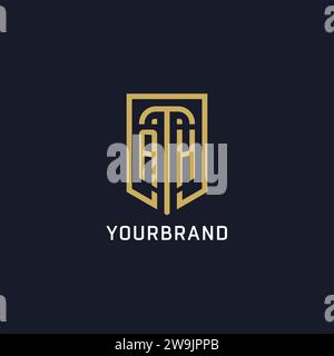 Style de luxe initial de logo de bouclier AH, graphique vectoriel de conception de logo de société créative Illustration de Vecteur