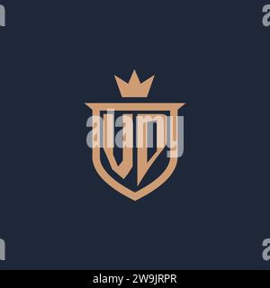 Logo initial du monogramme VD avec des idées de conception de style bouclier et couronne Illustration de Vecteur
