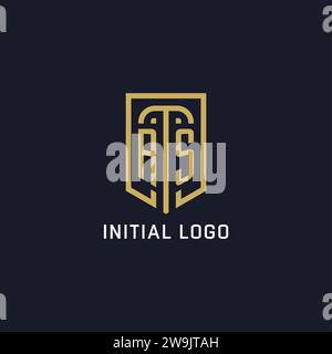 Style de luxe initial de logo de bouclier RS, graphique vectoriel de conception de logo de société créative Illustration de Vecteur