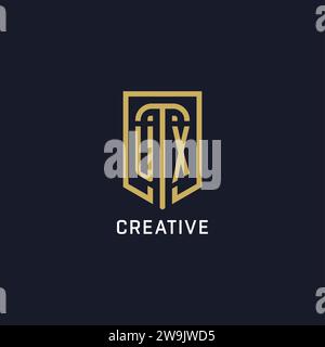 Logo UX Shield initial style de luxe, graphique vectoriel de conception de logo de société créative Illustration de Vecteur