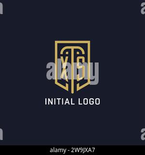 Style de luxe initial du logo de bouclier XS, graphique vectoriel de conception de logo de société créative Illustration de Vecteur