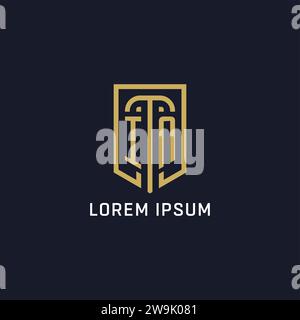 Initial DANS LE style de luxe de logo de bouclier, graphique vectoriel de conception de logo de société créative Illustration de Vecteur