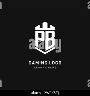 Initiale du logo PB monogramme avec dessin vectoriel de forme de couronne et de protection de bouclier Illustration de Vecteur