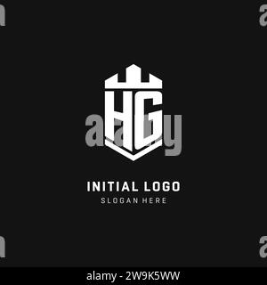 Initiale du logo HG monogramme avec dessin vectoriel de style couronne et protection de bouclier Illustration de Vecteur