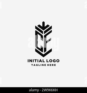 Initiales CF logo Shield design, graphique vecteur d'inspiration de logo monogramme créatif Illustration de Vecteur