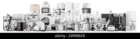 Cuisine et appareils ménagers, couleur blanche. Rendu 3D isolé sur fond blanc Banque D'Images
