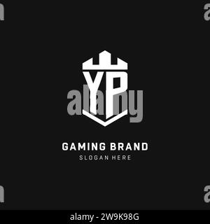 Initiale du logo YP monogramme avec dessin vectoriel de style couronne et protection de bouclier Illustration de Vecteur