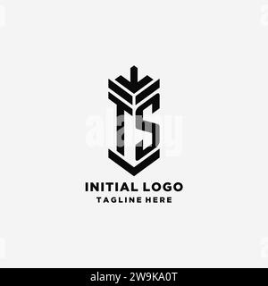 Initiales TS Shield logo design, graphique vecteur d'inspiration de logo de monogramme créatif Illustration de Vecteur