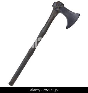 Viking axe isolé sur fond blanc Banque D'Images