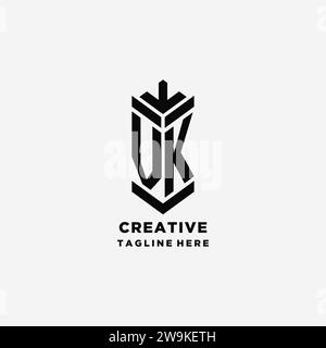 Initiales VK Shield logo design, graphique vecteur d'inspiration de logo de monogramme créatif Illustration de Vecteur