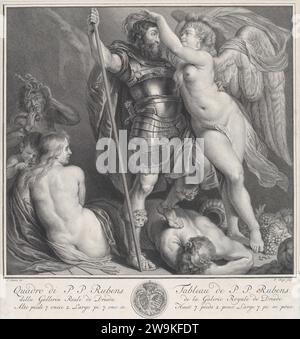 Héros couronné par la victoire, qui pose une couronne de Laurier sur sa tête, Vénus et Cupidon à gauche, Envy à gauche en arrière-plan, Silène au sol, sous le pied du héros 1951 de Pierre Paul Rubens Banque D'Images