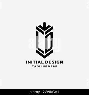 Initiales LD Shield logo design, graphique vecteur d'inspiration de logo monogramme créatif Illustration de Vecteur