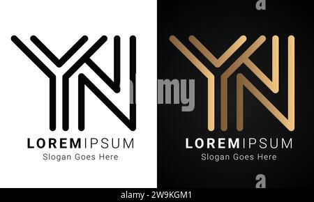Design initial de luxe NY ou YN Monogram Text Letter logo Design Illustration de Vecteur