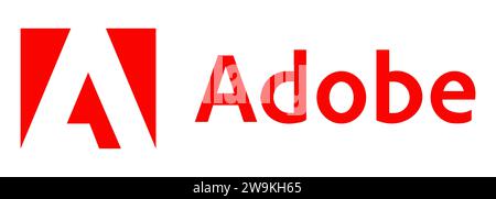 Logo Adobe. Illustration éditoriale isolée sur fond blanc Illustration de Vecteur