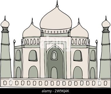 Silhouette plate grise simple du TAJ MAHAL, AGRA Illustration de Vecteur