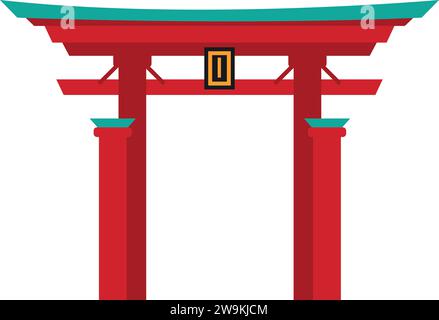 Dessin plat coloré simple de la PORTE TORII, JAPON Illustration de Vecteur