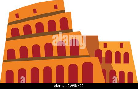 Dessin plat coloré simple du COLISÉE, ROME Illustration de Vecteur