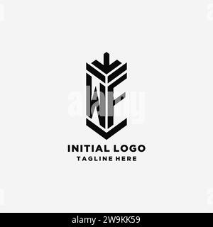 Initiales WF Shield logo design, graphique vecteur d'inspiration de logo de monogramme créatif Illustration de Vecteur