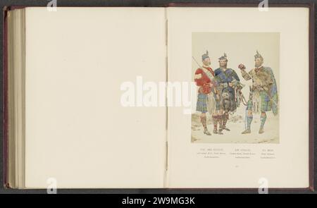 Production photographique d'un dessin de portraits de James et Adam Sutherland et Neil Mackay, Day & son Vincent Brooks, d'après Kenneth MacLeay, c. 1860 - en 1870 ou avant la photographie support photo tirage albumen homme adulte. costume folklorique, costume régional Banque D'Images