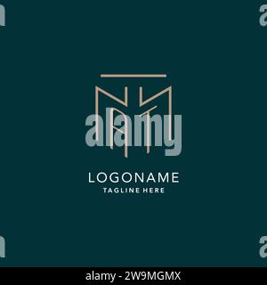 Monogramme de logo moderne DE luxe AT avec graphique vectoriel de style monoline géométrique Illustration de Vecteur