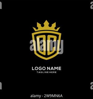 Style de couronne de bouclier de logo OC initial, graphique vectoriel de conception de logo monogramme élégant de luxe Illustration de Vecteur