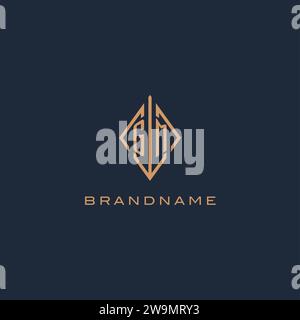 Logo GM monogramme avec style losange diamant, graphisme vectoriel de conception de logo moderne de luxe Illustration de Vecteur