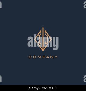 Logo IJ monogramme avec style losange diamant, graphisme vectoriel de conception de logo moderne de luxe Illustration de Vecteur