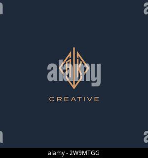 Logo Monogram RK avec style losange diamant, graphisme vectoriel de conception de logo moderne de luxe Illustration de Vecteur