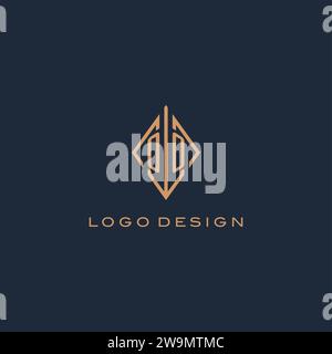 Logo OO monogramme avec style losange diamant, graphique vectoriel de conception de logo moderne de luxe Illustration de Vecteur